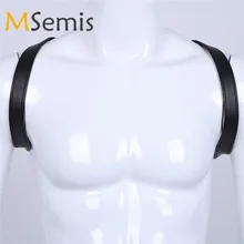 MSemis сексуальный кожаный жгут для мужчин бондаж белье регулируемый Грудь Жгут костюм бандаж уплотнительное кольцо жгут с кнопками