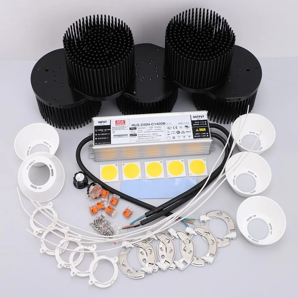 

250w CREE Cob CXB3590 led grow lights Kit reflector/lens 3000K 3500K 5000K with Meanwell dimmable Led Driver HLG-240H-C1400B