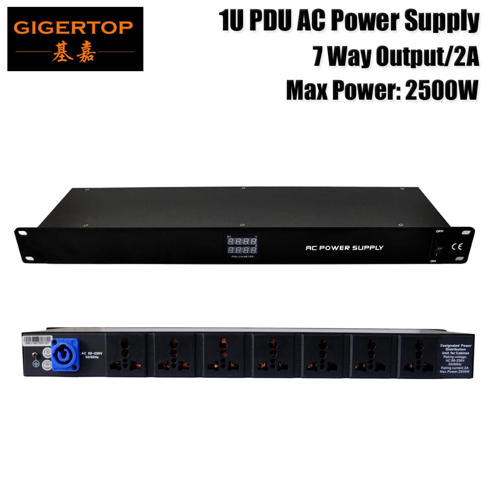 Gigertop TP-D1359 1U PDU AC Мощность питания 7 AC Мощность Выход 2A на канал AC/DC Напряжение Дисплей 1U стандартный шкаф instal