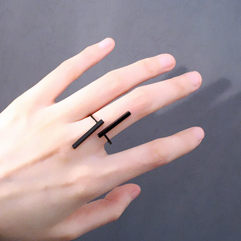 2018 new Novelty Jewelry Fashion Alloy Women Opening Plated Ring Geometry Resizable Simple 1pc New Minus Casual gold ring men