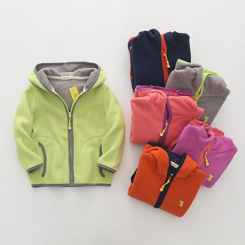 

2-7T Spring coat Autumn Boys Sport Hooded Jacket New Arrival kids Polar Fleece Soft Clothing Outerwear girls jackets WUA873101