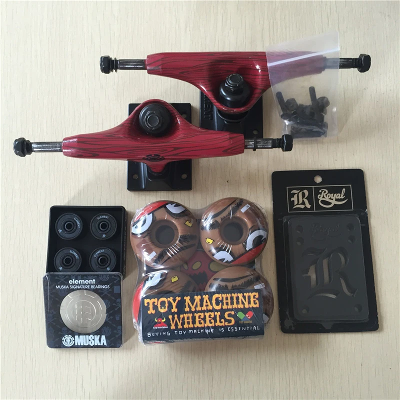 

Free Shipping Skateboard Parts Element Aluminum 5.25" Skate Trucks TOY MACHINE PU Skate Wheels ELEMENT ABEC-7 Bearings