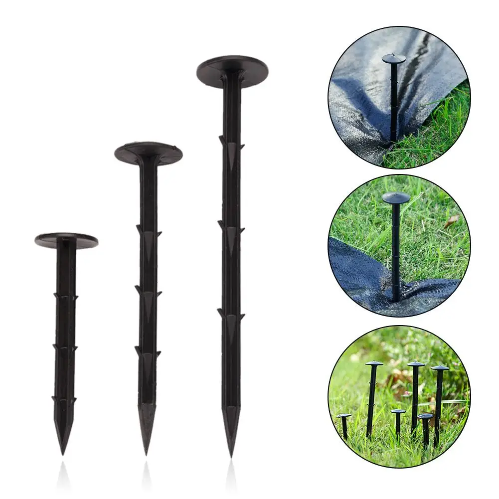 10pcs Black Ground Nail Stake For Plastic Tarp Tent Garden Lawn