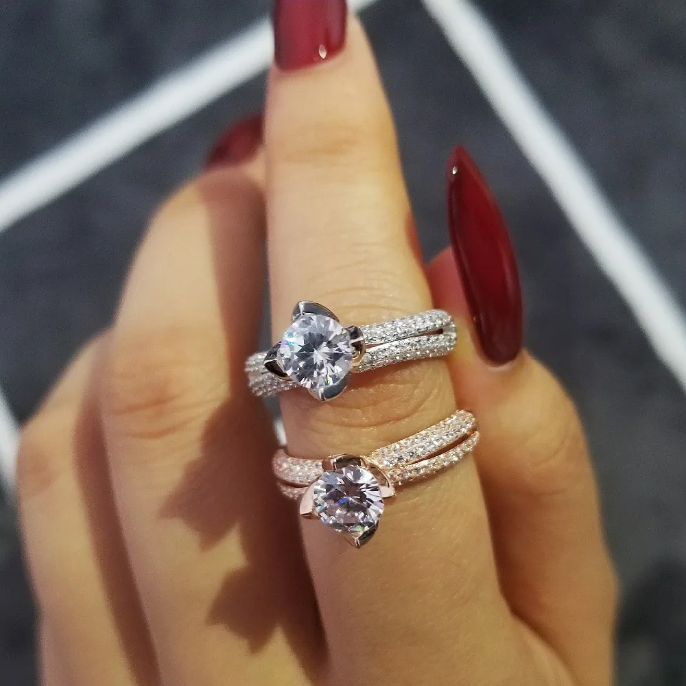 

Original arrival real 925 Sterling Silver Engagement wedding Ring for Women Finger wholesale Jewelry moonso LR4417S