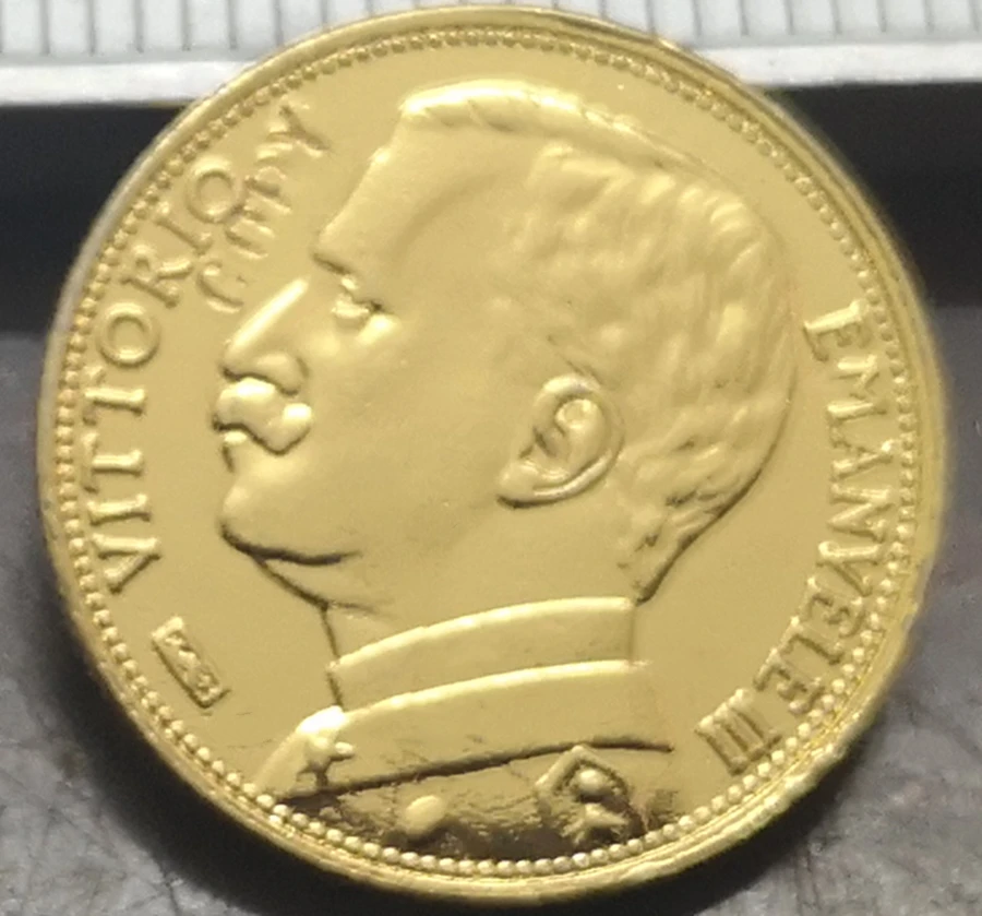 1912 Италия 10 лир-Витторио Emanuele III Золото Имитация монеты