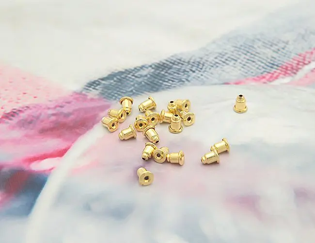 

Free Shipping 500pcs Golden Plated Earrings Back End Stoppers Findings earring stoppers diy jewelry accessory