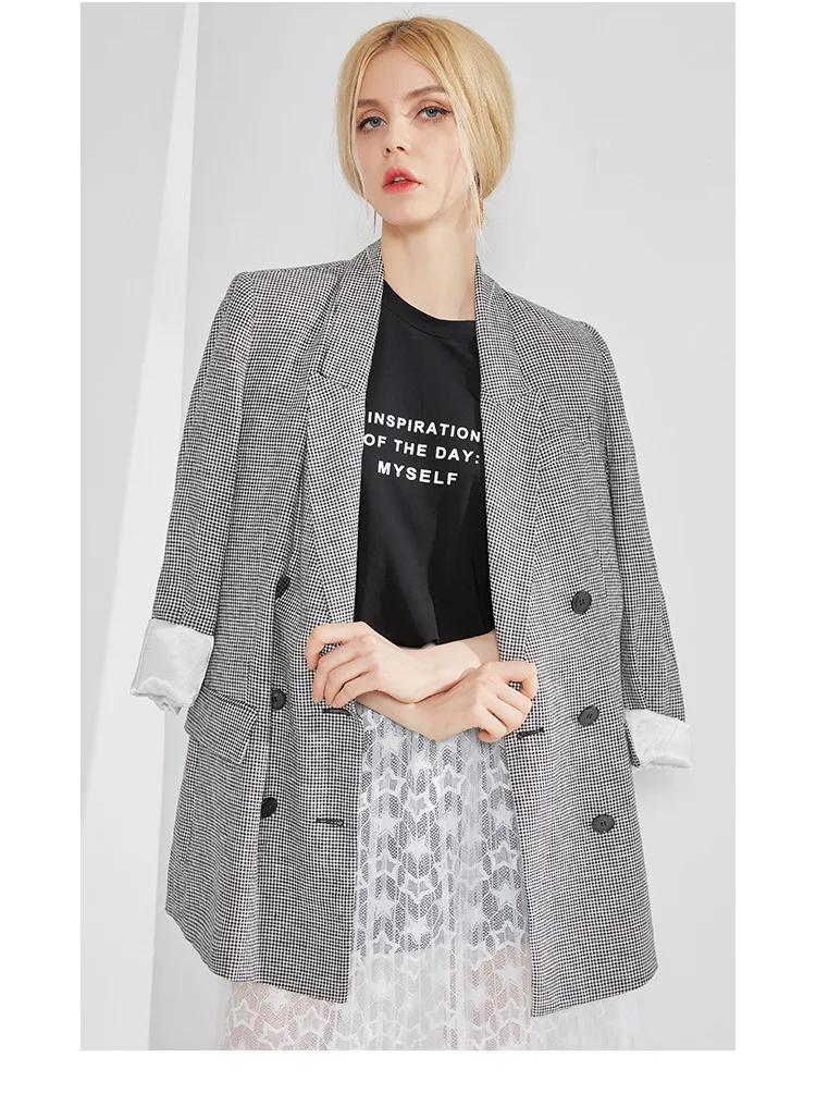 Fashion classic plaid blazers coat 2018 Autumn slim fit women's jackets coat D272