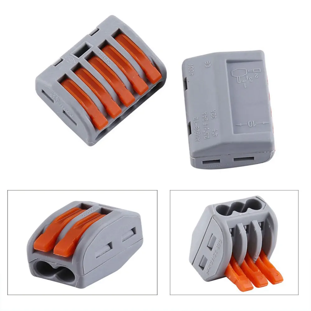 

Cable Connectors Block Wire Conductor Terminal Universal Spring Wiring Connector 20A Electrical Lock Quick Splice