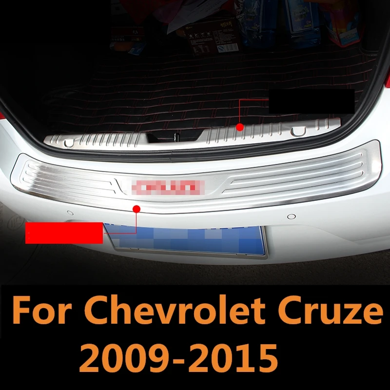 Для Chevrolet Cruze 2009-2015 нержавеющая сталь интерьер задний багажник бампер Накладка