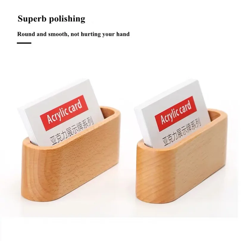 Wooden Business Card Holder Table Card Display Storage Box Name Card Holder Case Office Supplies