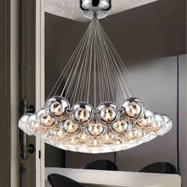 Modern Chrome Glass Led Pendant Chandelier Light For Living Modern Chrome Glass Led Pendant Chandelier Light For Living Dining Study Room Home Deco G4
