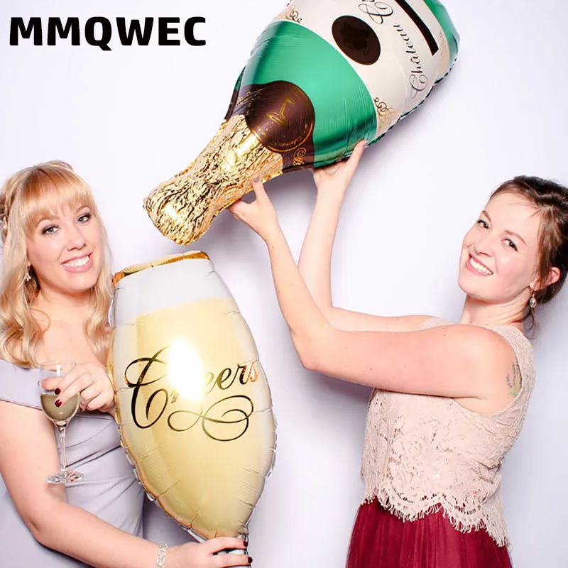 MMQWEC розовое золото латексные шары бокалы для шампанского бутылки вина балоны счастливый воздушный шар на день рождения баннер digit18 30th декор для вечеринки в честь Дня Рождения