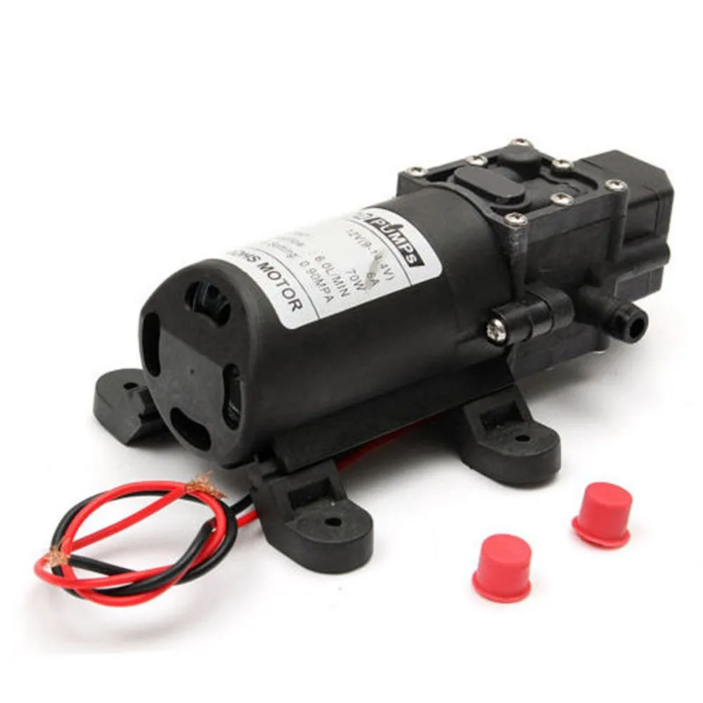 

New Small Secure DC12V 130PSI 6L/Min Water High Stable Pressure Diaphragm Self Priming Water Pump 70W Support Auto Cut Off