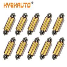 HYZHAUTO 10 шт. гирлянда 31 мм 36 мм 39 мм 41 мм Светодиодные лампы C5W C10W автомобильное светодиодное освещение для чтения белый Canbus 4014 SMD Автомобильная ...