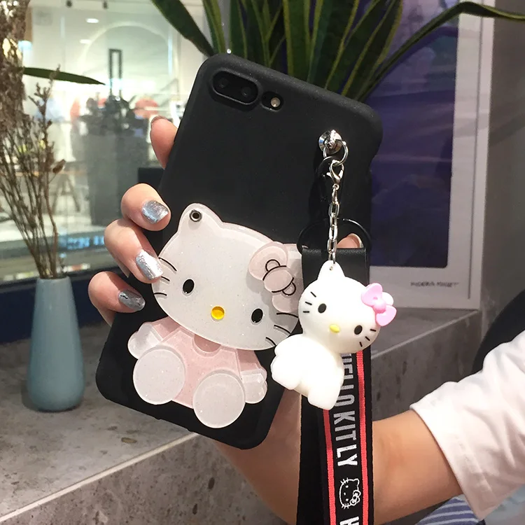 Зеркальный чехол для samsung S10 plus cat Samsung Galaxy S10/S10 с мультяшным рисунком + 3D подставка