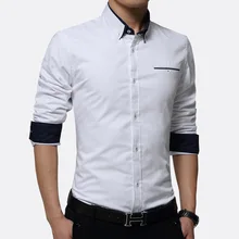 Мужская Повседневная рубашка Slim Fit Мужская Повседневная рубашка на пуговицах с длинным рукавом официальные сорочки мужская одежда