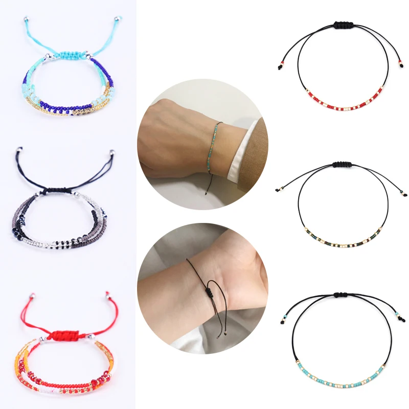 

Love Lucky Handmade Korean Measle Allergy Free Adjustable Seed Bead 1PC Popular Men 2018 New Arrival Women Simple Multilayer