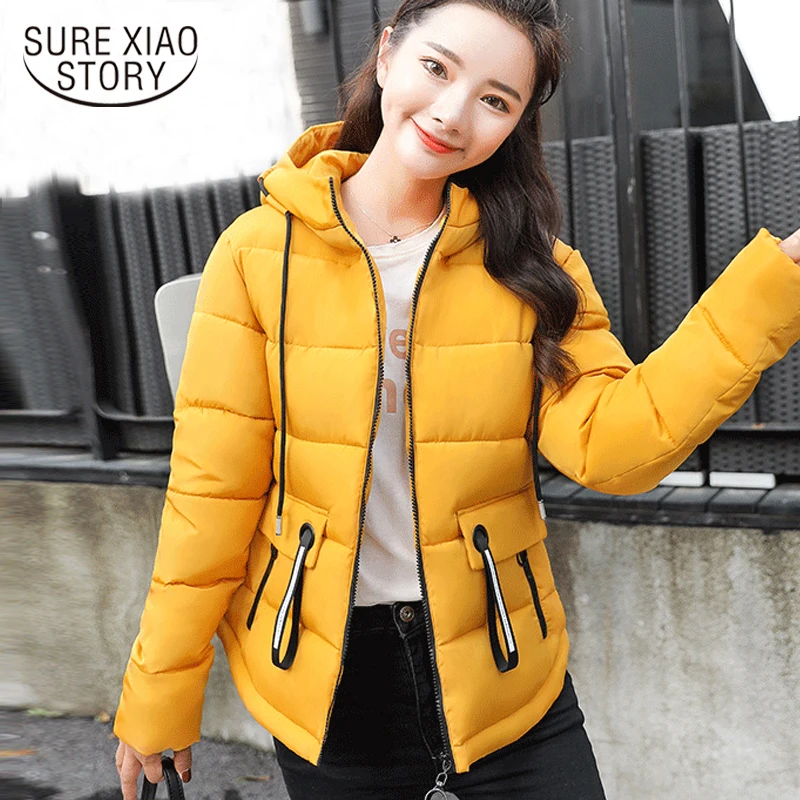 

long sleeve Winter parkas Women fashion Female Solid Hooded Cotton Coat Women jacket 2018 Solid Student Women Coat 1212 40