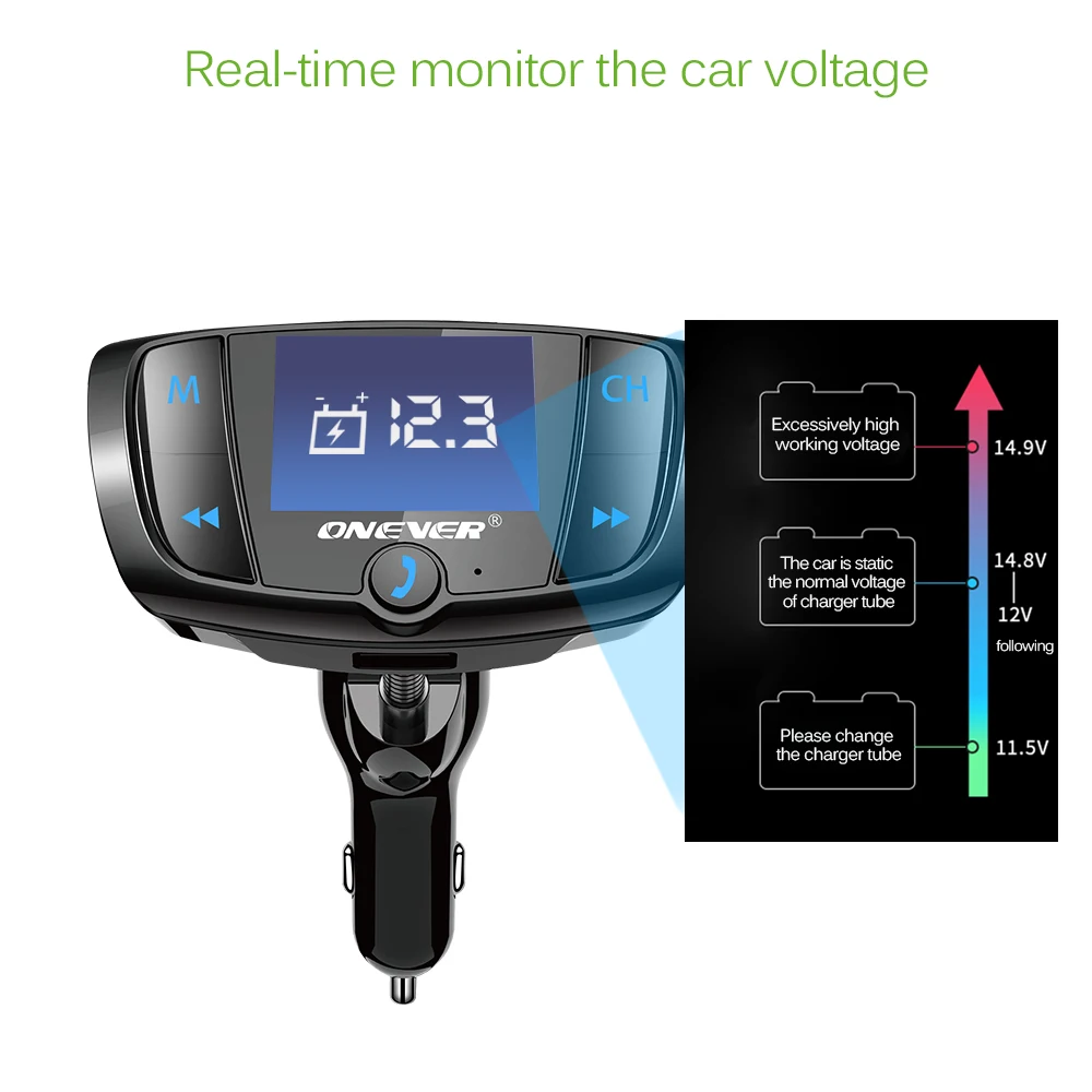Bluetooth fm-передатчик с быстрой зарядкой 3,0 Автомобильное зарядное устройство fm-модулятор Hands-free автомобильный комплект MP3-плеер выключатель питания