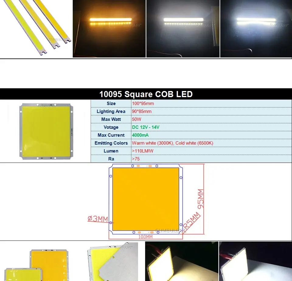 2x COB SMD Chip 88 LED Panel Lampe DRL Tagfahrleuchte 10W 20CM 12V DC 