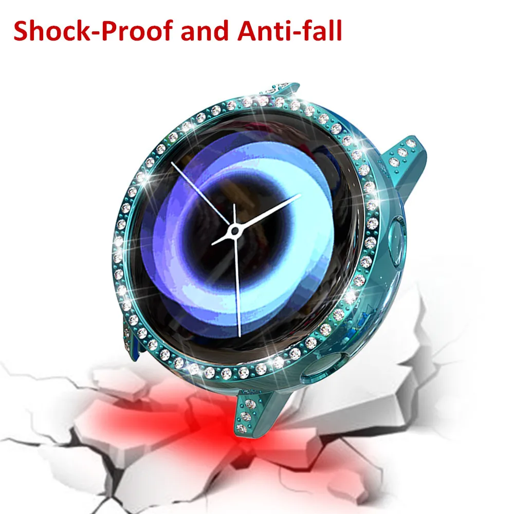 Diamond PC Screen Protector Case for Samsung Galaxy Watch Active Shock-Proof Anti-fall Protective Cover Bumper Shell Accessories