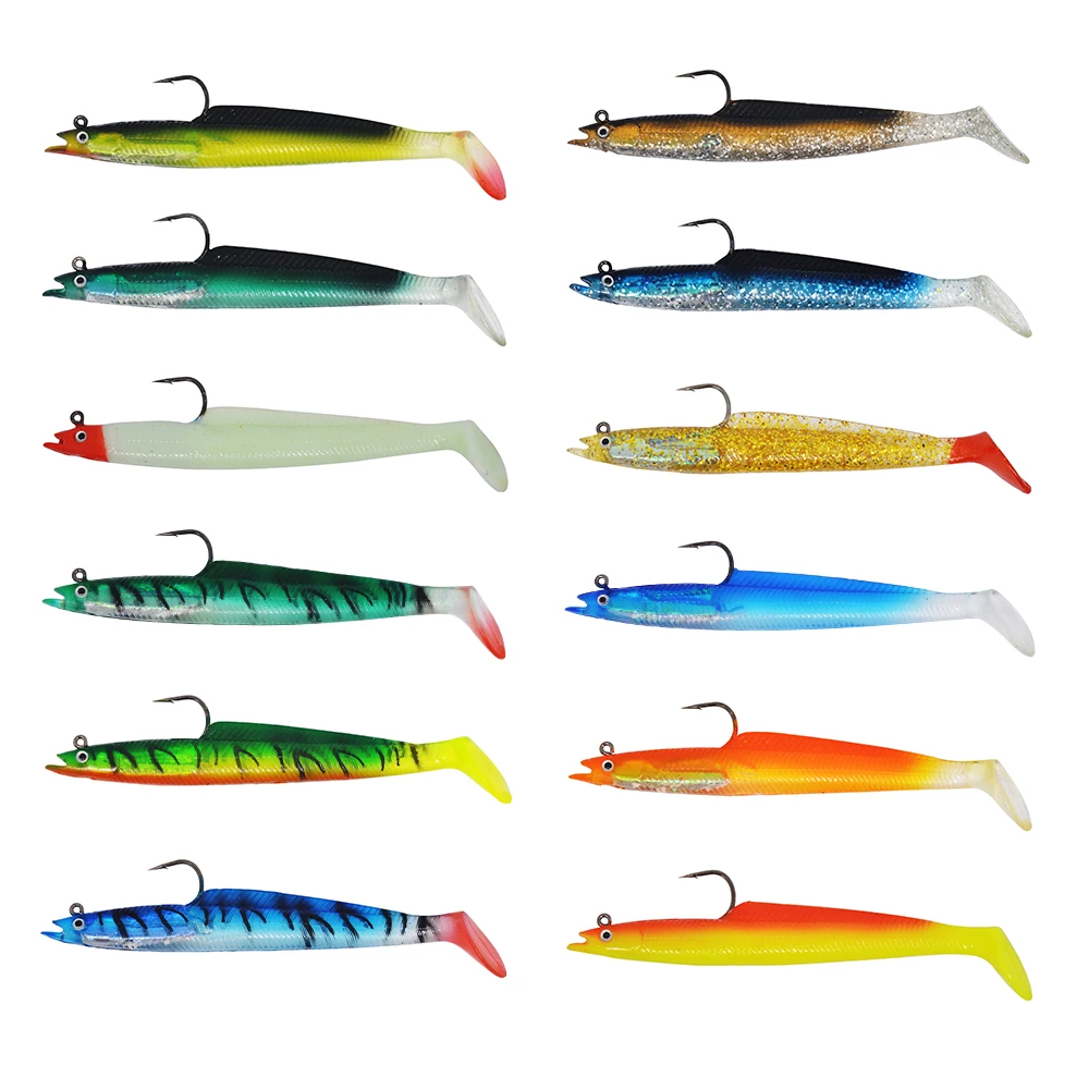10 pcs Random mix colors pollock catcher sand eels sea fishing lure PVC
