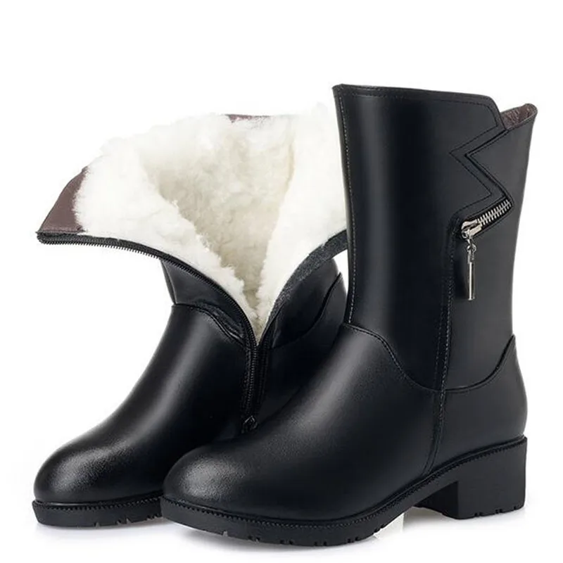 

XRYXGS Brand Shoes Woman Plus Velvet and Wool Warm Comfort Snow Boots Real Leather Boots 2018 New Plus Size Shoes Winter Boots