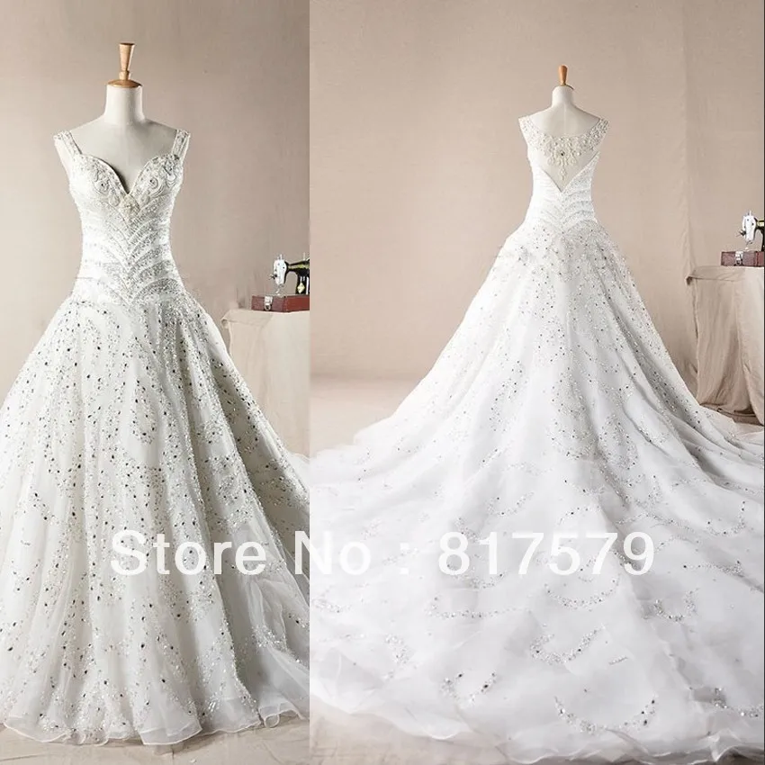 2014 New Trend Custom Design Real Sample Long Train Full Beading Luxury Wedding Dress | Свадьбы и торжества