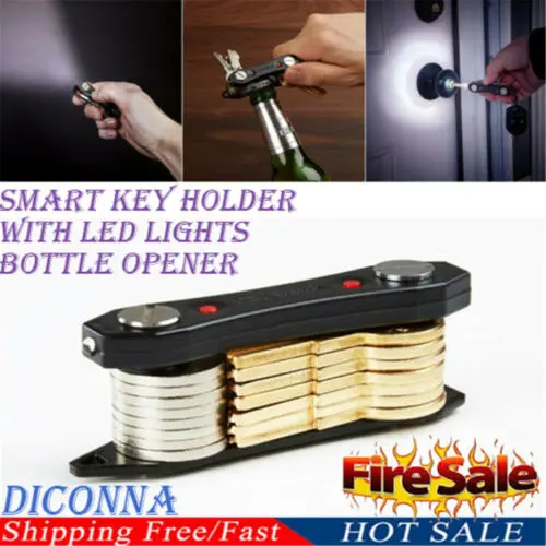 

Smart Key Holder Compact Keychain Organizer With LED Lights Bottle Opener