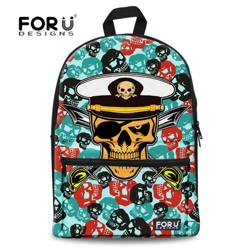 

FORUDESIGNS Cool Skull Print Backpack For Boy Girls Children School Backpacks Bookbag Women Casual Bag