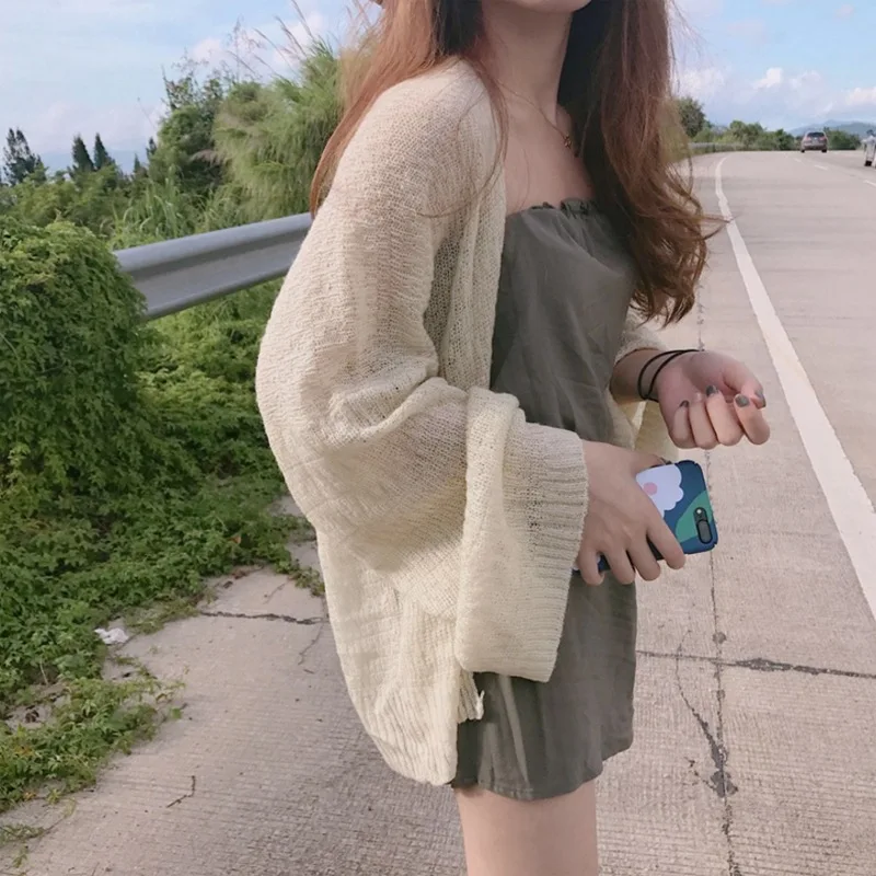 2019 Spring Short Cardigan Sweater Women Fashion Hollow Long Sleeve Female Casual Pocket Cardigans Women's Outerwear |