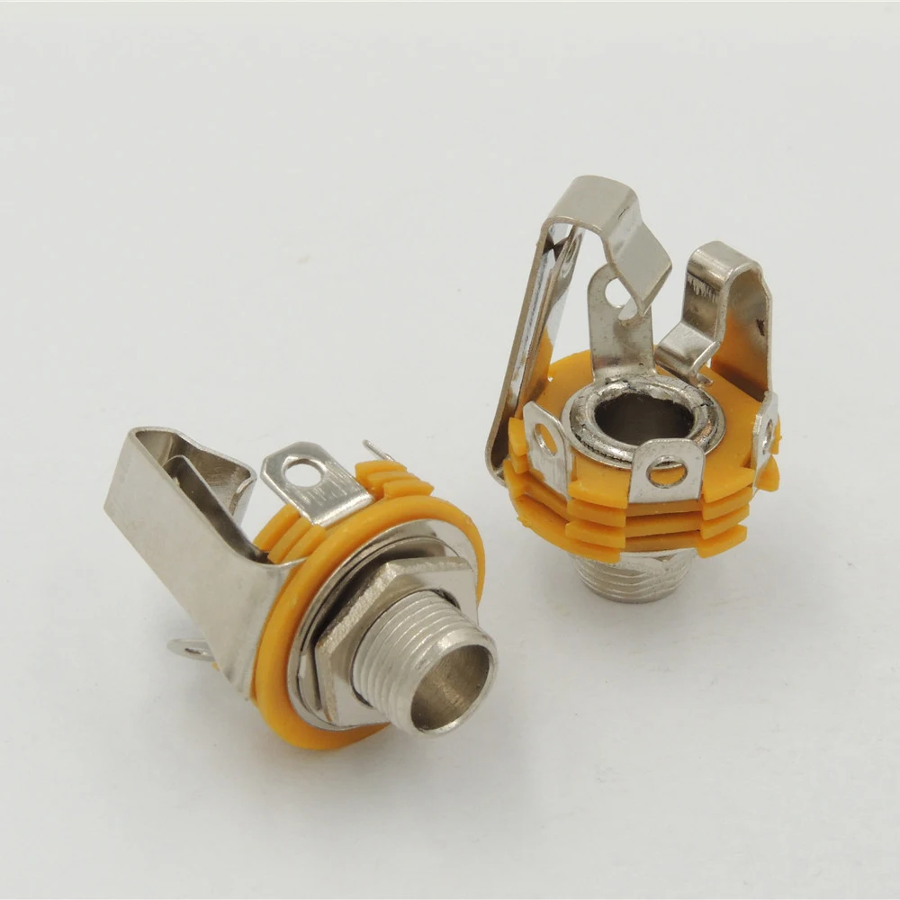 

100pcs 1/4" 6.35mm stereo female jack with switch socket TRS PANEL connector