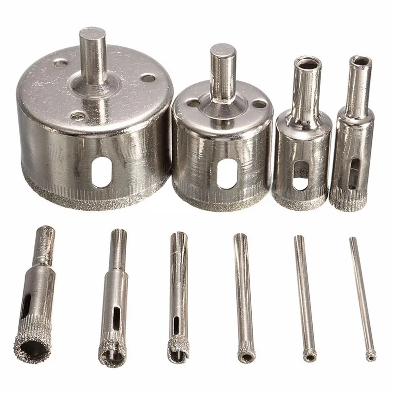 

HHO-10Pcs Diamond Hole Saw 3-50mm Drill Bit Saw Set Tile Ceramic Marble Glass Cutter