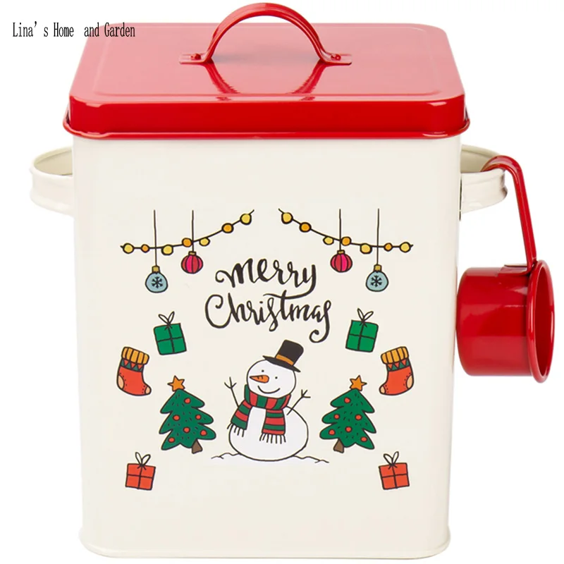 Christmas theme powder coating Kitchen Rice Storage Bin Flour Cereal Beans Grain Box Container Case (2)