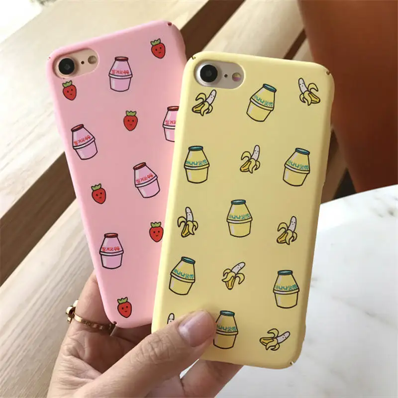 Korean Beverage Milk Hard Shell For Iphone 66s 78 78plus x/Xs Xr Xsmax Half Pack Anti-Fall Coverl |