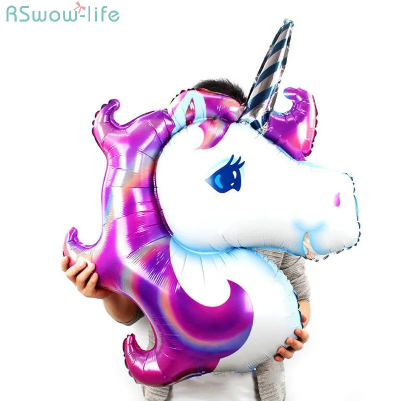 

Cartoon Queen Rainbow Purple Pink Unicorn Aluminum Balloon Birthday Party Decoration Festival Party Supplies