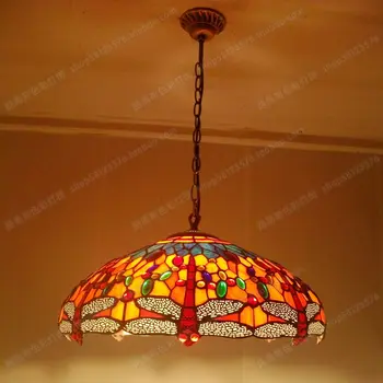 

45CM American Red Dragonfly large living room chandelier lighting bar table glass antique lamps fortune Restaurant Art