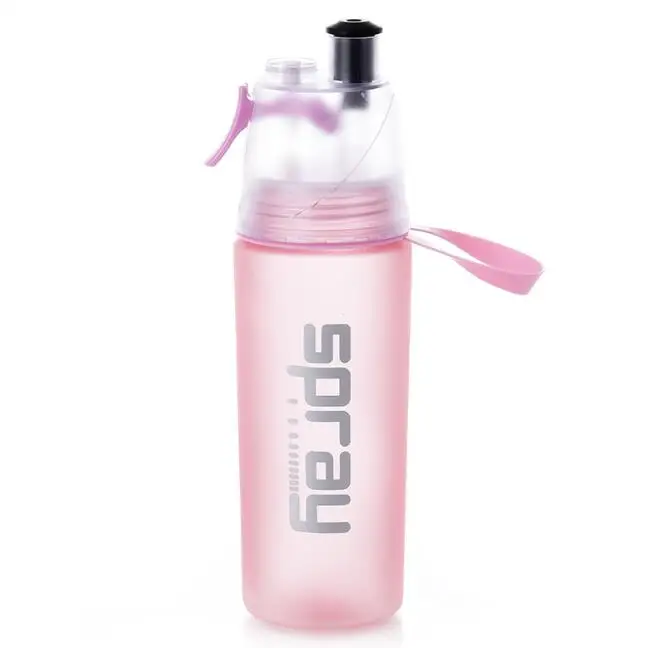 550 мл дизайн спрей бутылка для воды BPA бесплатно герметичные спортивные бутылки Открытый Альпинизм Велоспорт тренажерный зал посуда для напитков - Цвет: Розовый