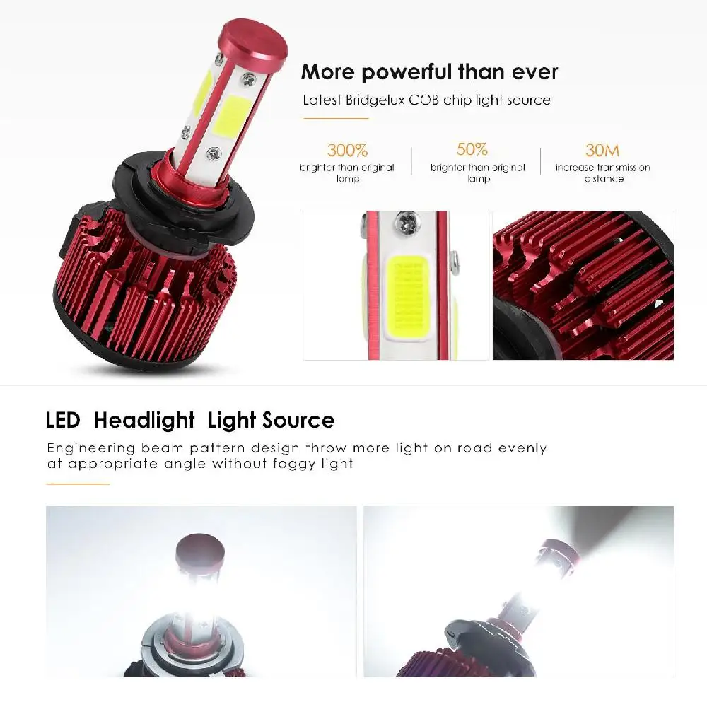 Partol 100 W LED H7 автомобиля светодиодные лампы фар 4 стороны водить автомобиль туман 12