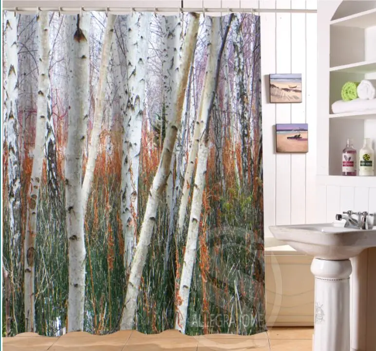 

Birch forest Retro Cartoon Custom Shower Curtain Fabric Bath Curtain Waterproof MORE SIZE SQ0422-LQB41