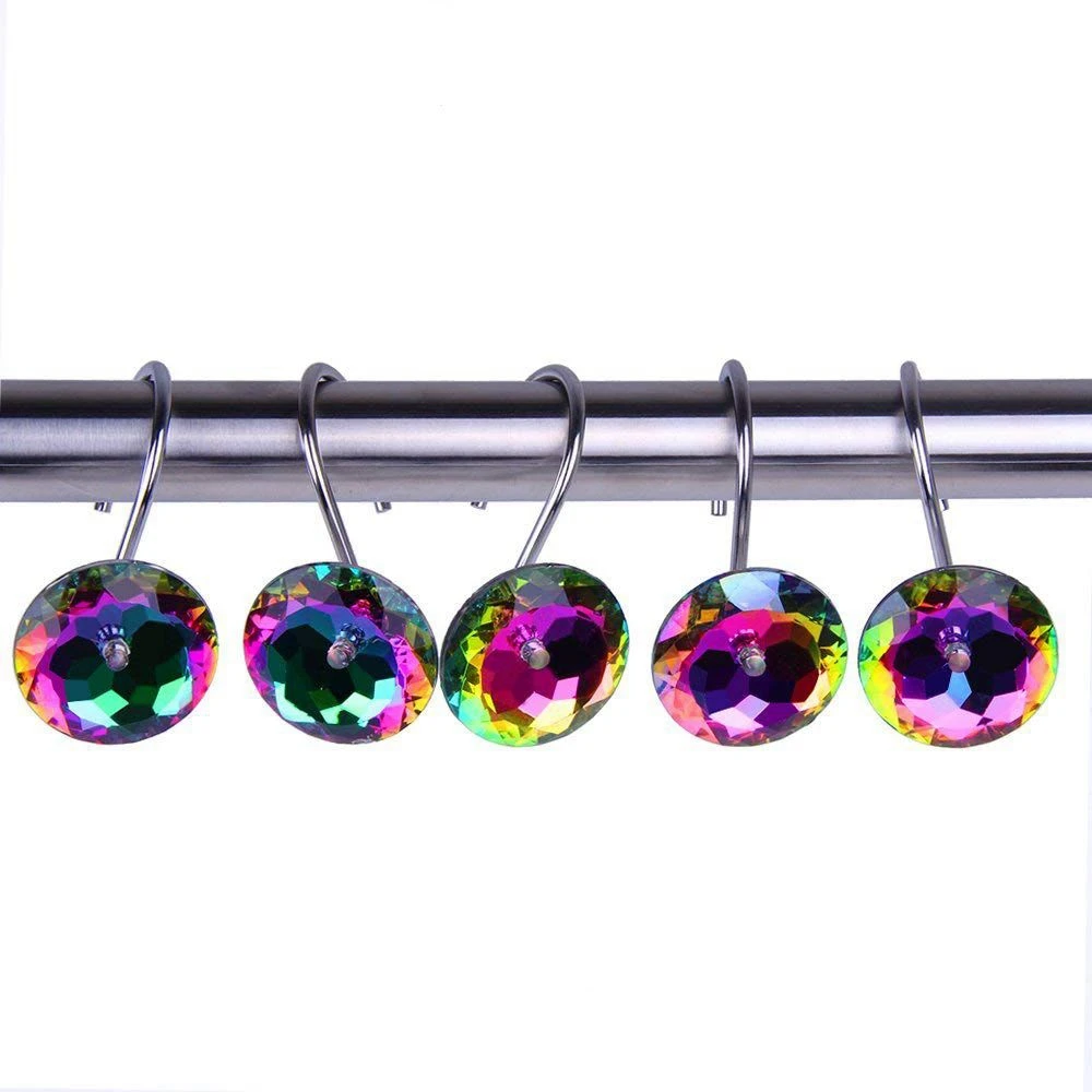 Decorative Shower Curtain Hooks Acrylic Rhinestones Set of 12in