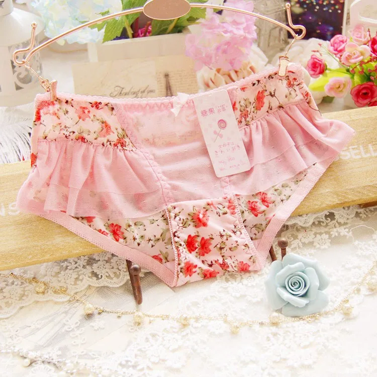 Buy Sexy Lovely Lace Pink Floral Underwear Women