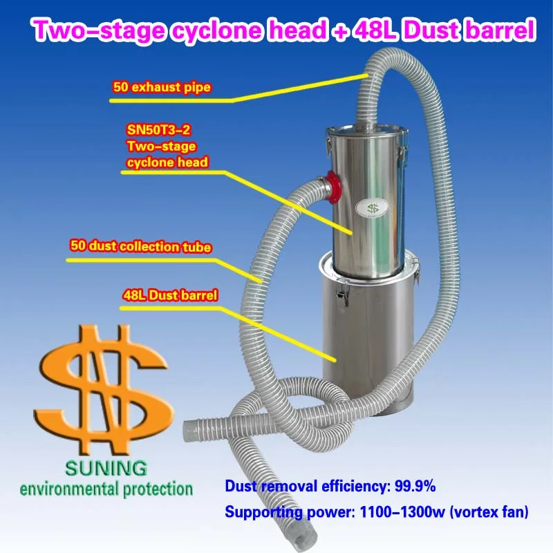 Двухступенчатая циклонная головка+ 48L Пылезащитная бочка(1 штука
