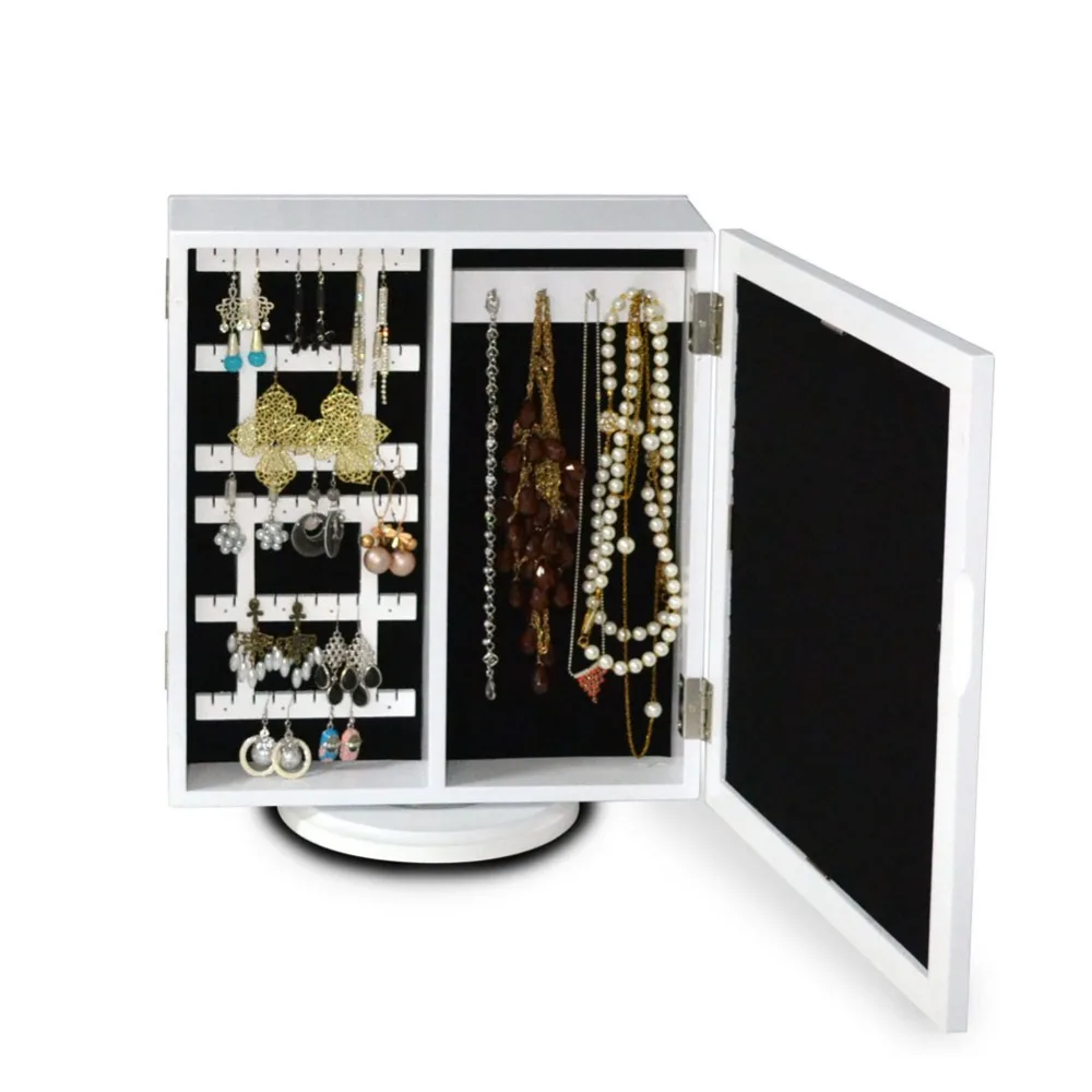 USA Free Shipping Organizer White Wood Rotating Desktop Organizer