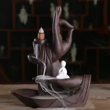 Будда ручной цветочная керамическая горелка ладана для пирамидки благовоний бергамота цветок задний ладан горелка с 10 пирамидки благовоний@ 22