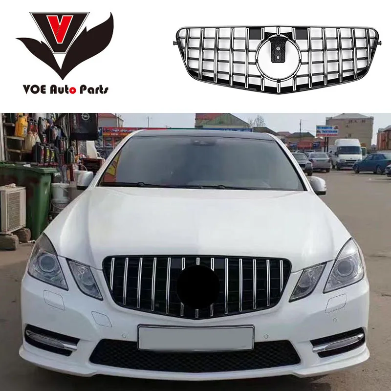 W212 GT Grill Front Racing Grille Prefacelift for Mercedes-Benz 2010-2013 E-class Sedan W212 E320 E350 E400 Black/Chrome