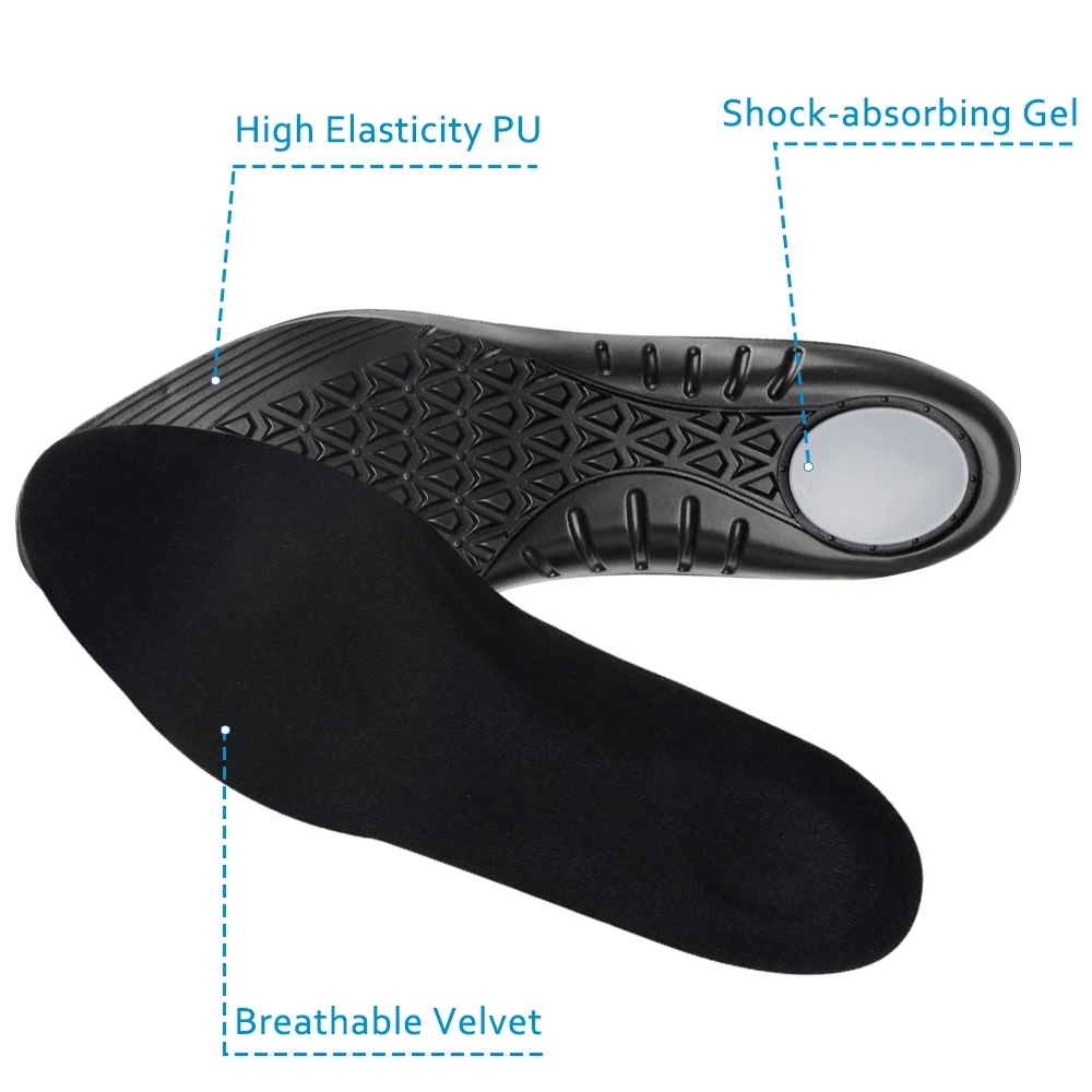 Elino Sports Gel Insoles For Shoes Men Women Orthopedic Arch Supports Cushion Plantar Fasciitis Military Pads Foot Care Soles