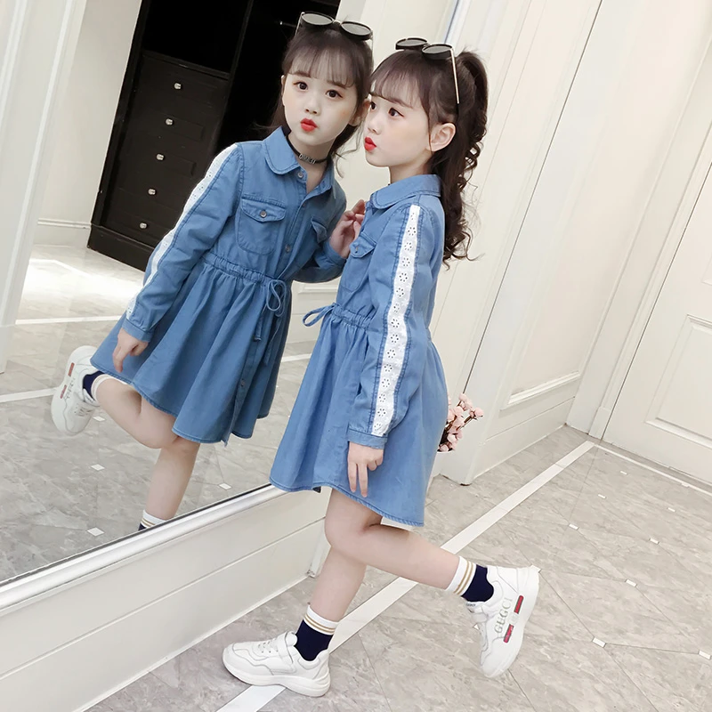 Verano Casual Jean para niñas 2019 moda nueva niñas Denim ropa manga larga Vestidos princesa vestido para niñas|Vestidos| AliExpress