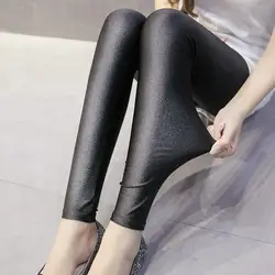 2018 осень и зима, новые большие размеры девять очков женщины Trouses черный цвет тонкие брюки Корейский дамы блеск Штаны B115