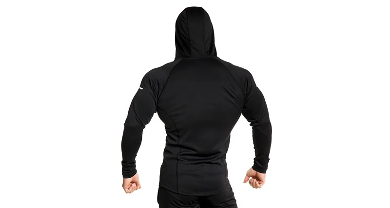 Новинка, мужская куртка для бега с капюшоном, обтягивающие толстовки для фитнеса, спортивное пальто, уличная Толстовка для бодибилдинга, тренировочная спортивная куртка